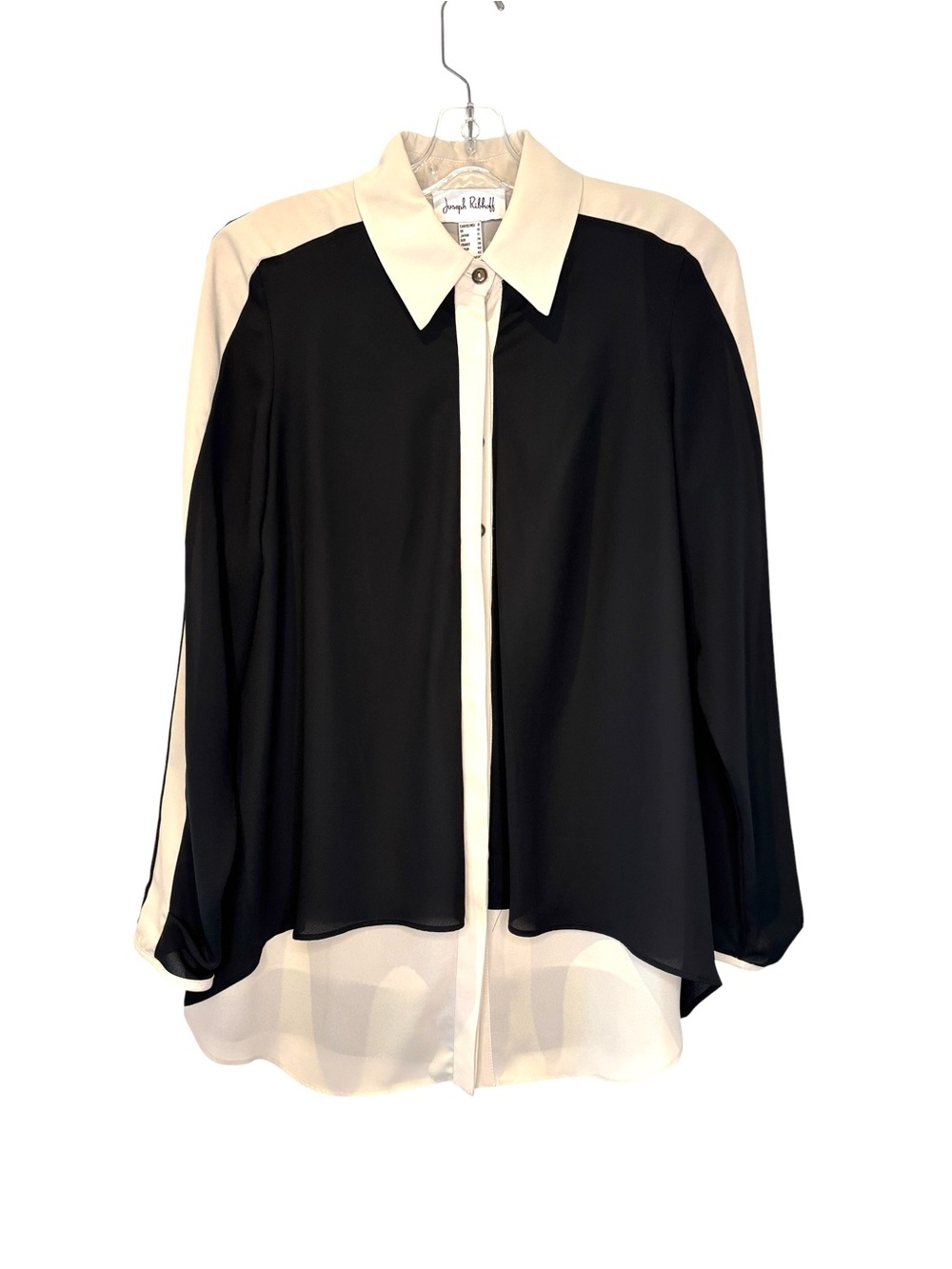 Joseph Ribkoff layered Black and Cream Two-Tone Button Down Shirt size 8
